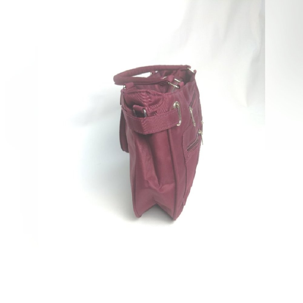 Large Burgundy Durable Nylon Cosmetic Makeup Bag - Picture 4 of 10